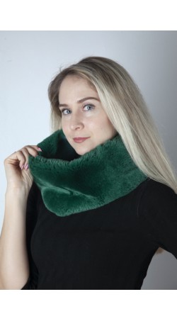 Green rex fur neck warmer